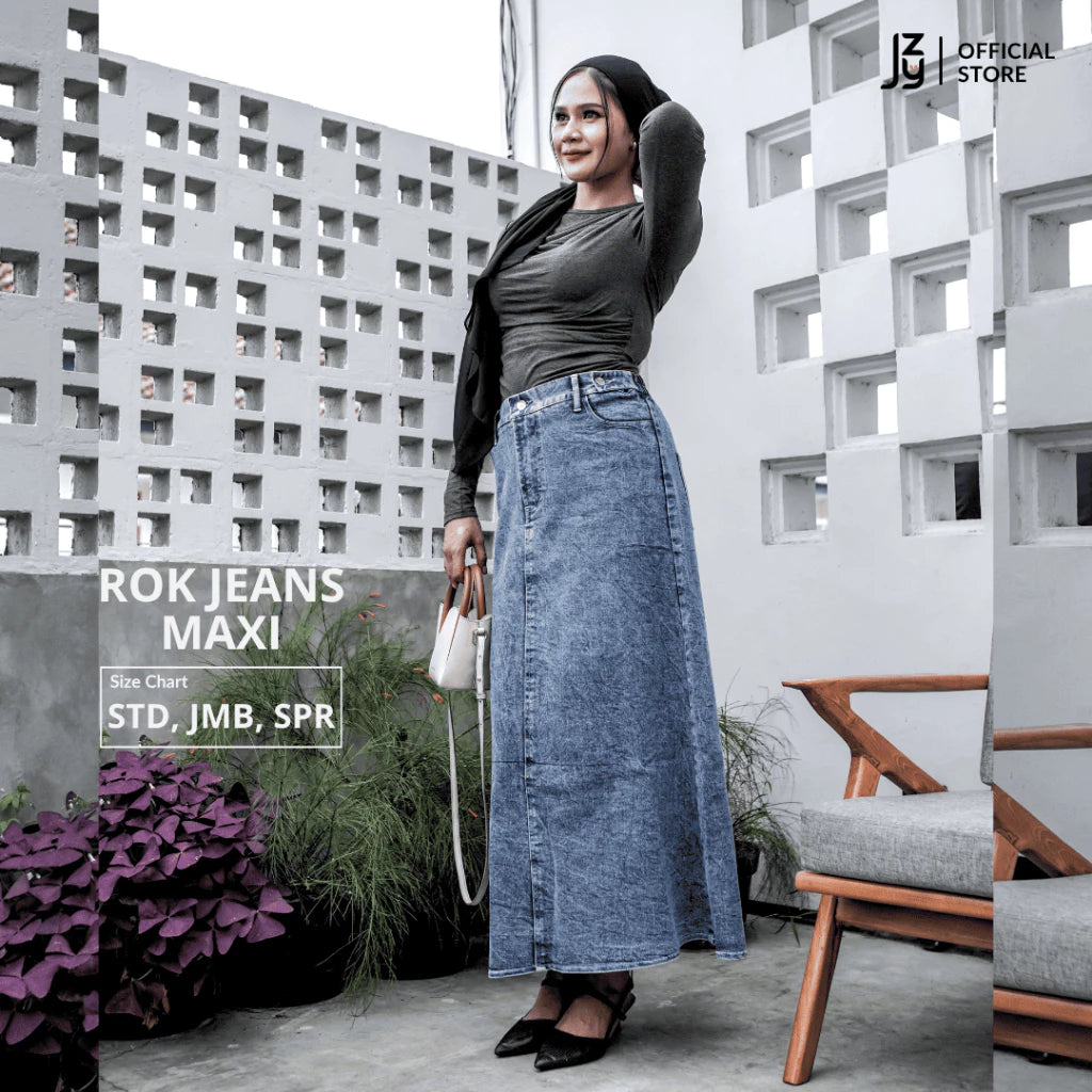 Rok Jeans Maxi Denim Stretch - Snow Blue