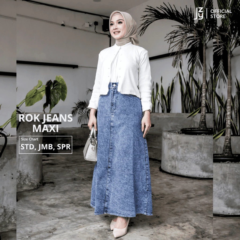 Rok Jeans Maxi Denim Stretch - Snow Blue