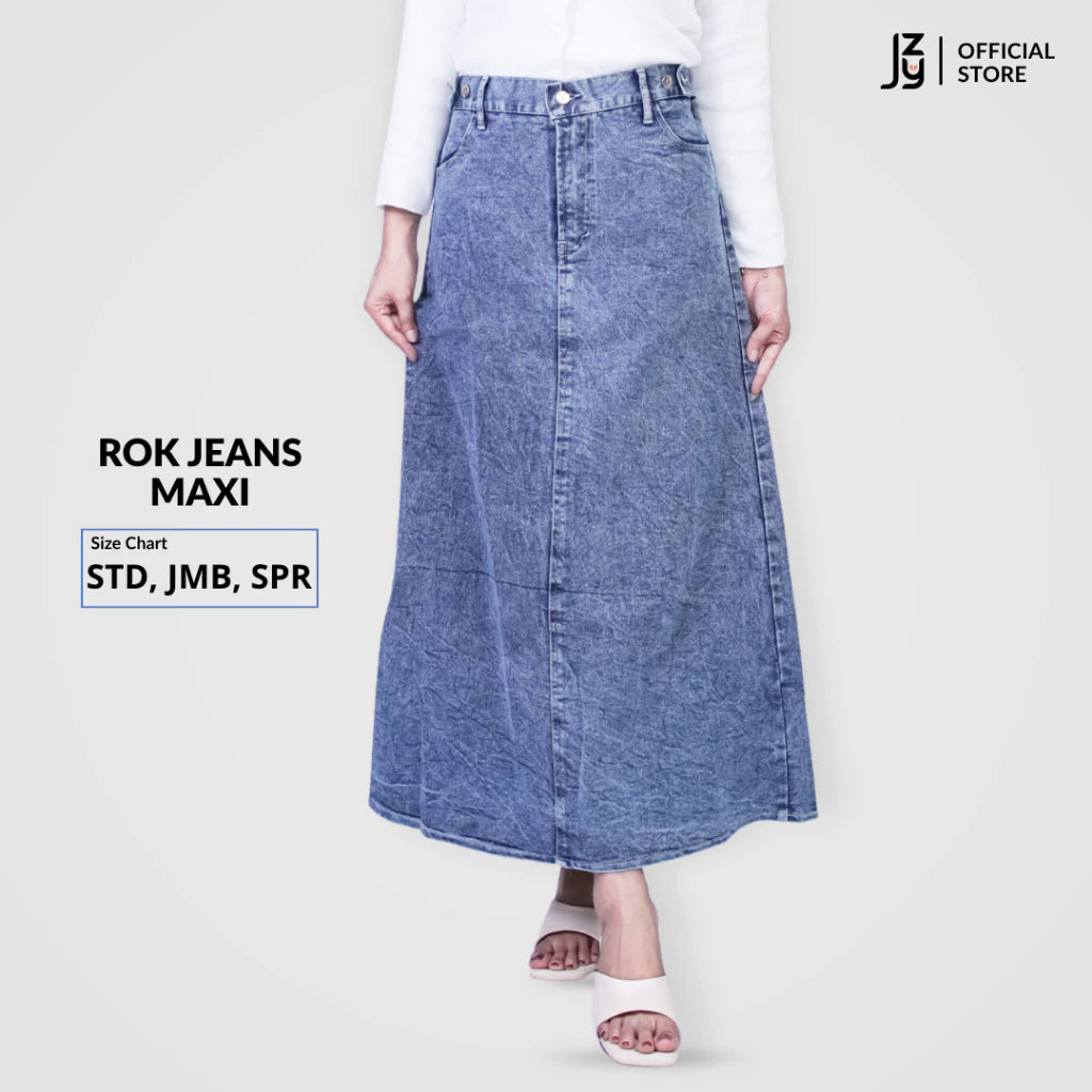 Rok Jeans Maxi Denim Stretch - Snow Blue