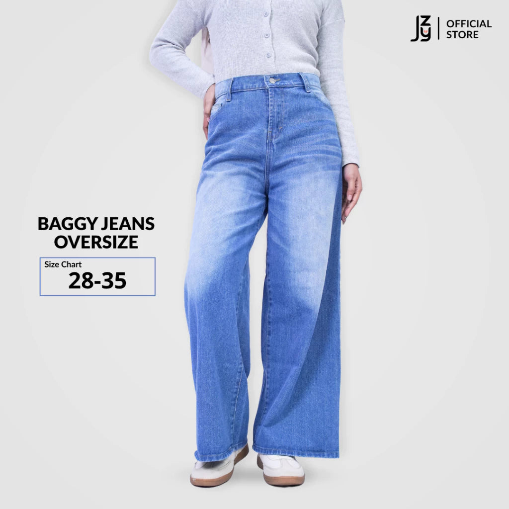 Celana Baggy Jeans Oversize Wanita - Soft Denim