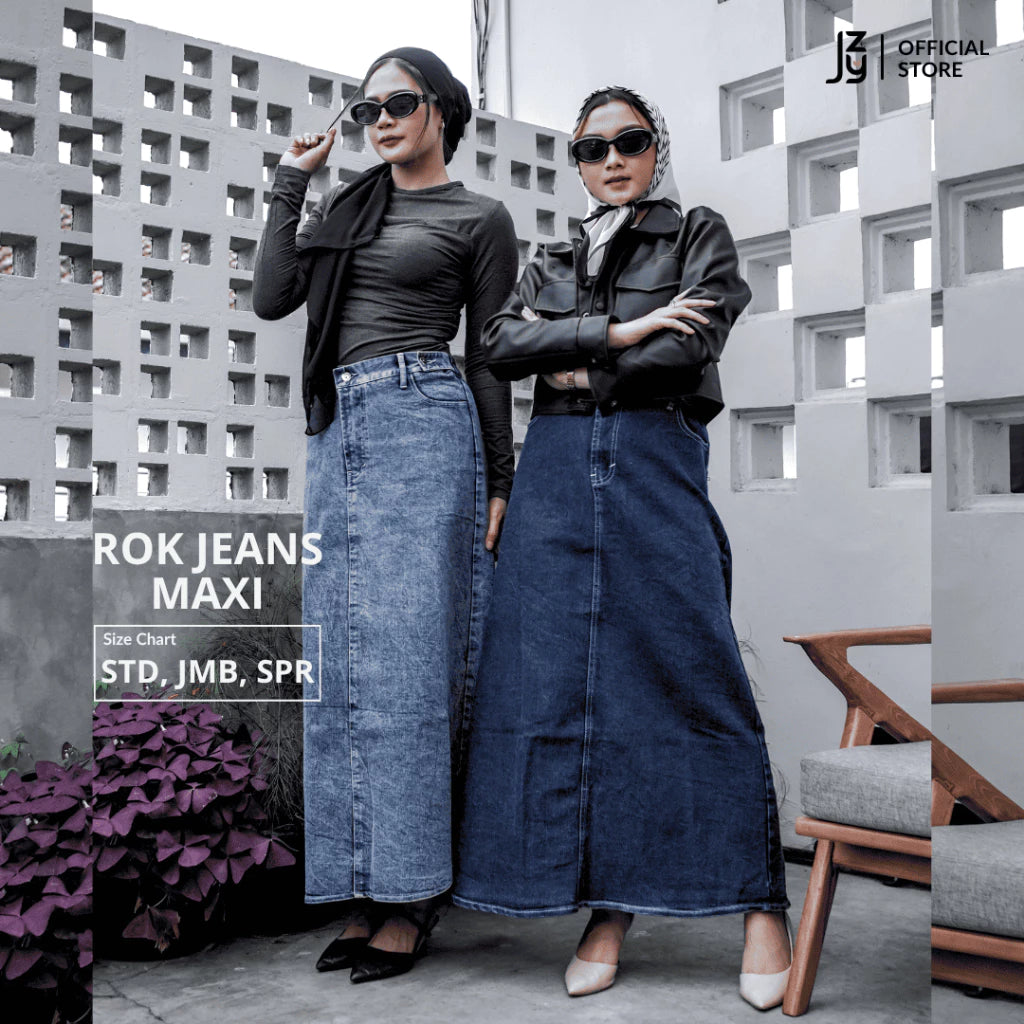 Rok Jeans Maxi Denim Stretch - Snow Blue