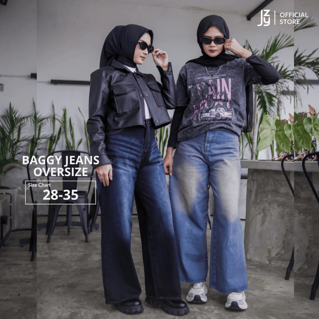Celana Baggy Jeans Oversize Wanita - Vintage Denim