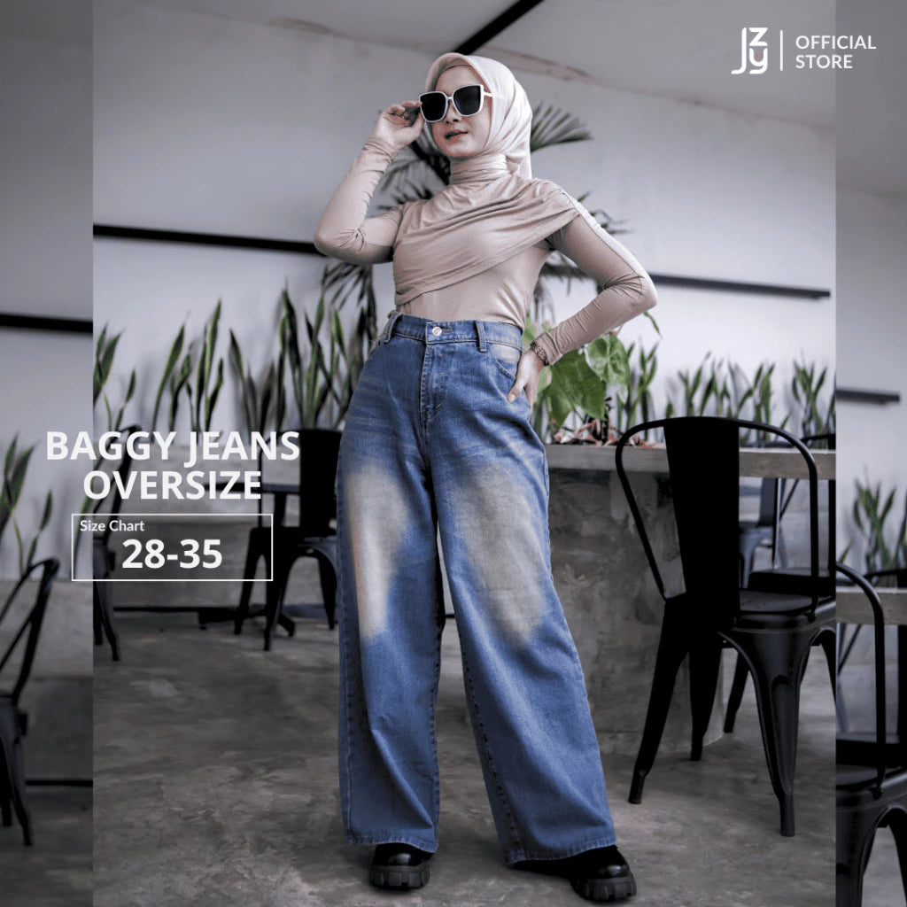 Celana Baggy Jeans Oversize Wanita - Vintage Denim