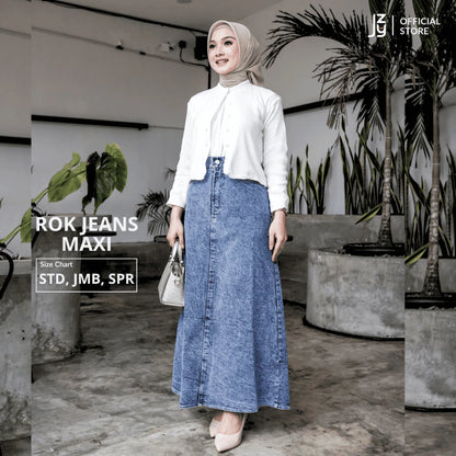 Rok Jeans Maxi Denim Stretch - Snow Blue