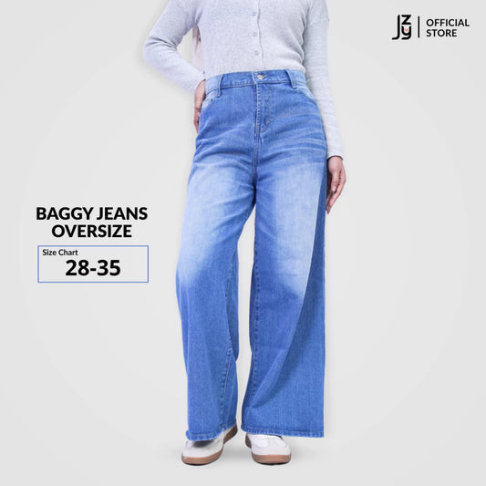 Celana Baggy Jeans Oversize Wanita - Soft Denim