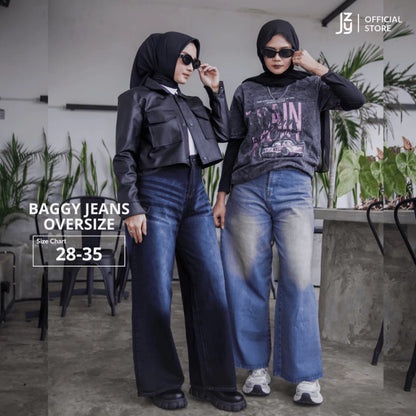Celana Baggy Jeans Oversize Wanita - Vintage Denim