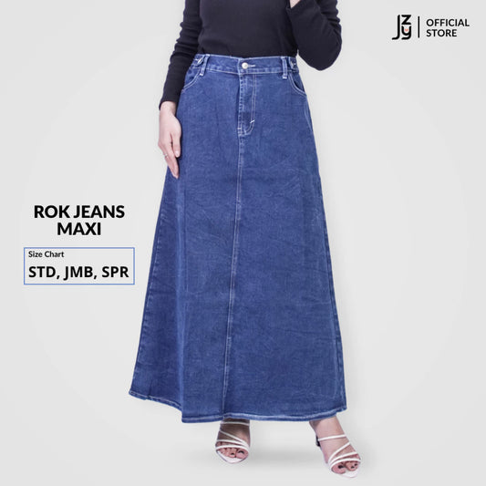 Rok Jeans Maxi Denim Stretch - Dark Blue