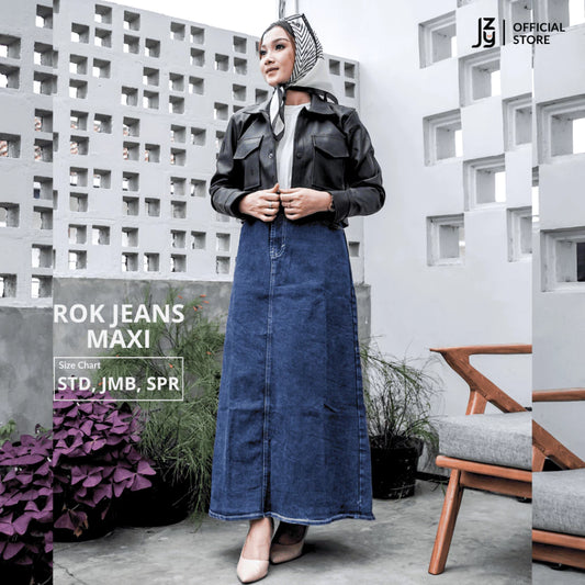 Rok Jeans Maxi Denim Stretch - Dark Blue