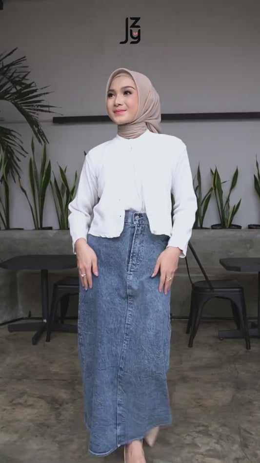 Rok Jeans Maxi Denim Stretch - Snow Blue